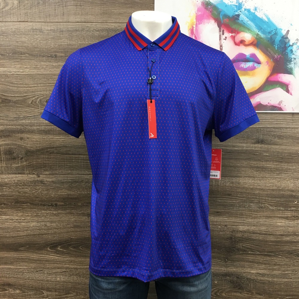 Redvanly Carver Polo Shirt Mens XL‎ Olympic Blue Red Dash Golf PUREpoly R2309
